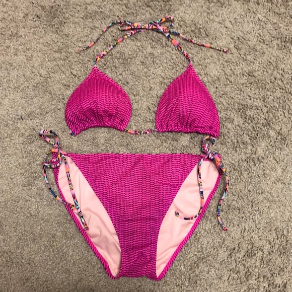 Victoria's Secret Other - Victoria’s Secret HOT PINK w/Dot Print Bikini LRG